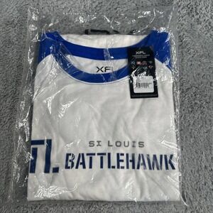 ST. LOUIS BATTLEHAWKS Football T-shirt XFL White / Blue Size 2XL, New